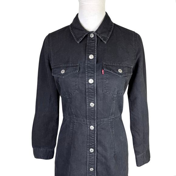 Levi's Black Denim Shirt Dress - Picture 6 of 15